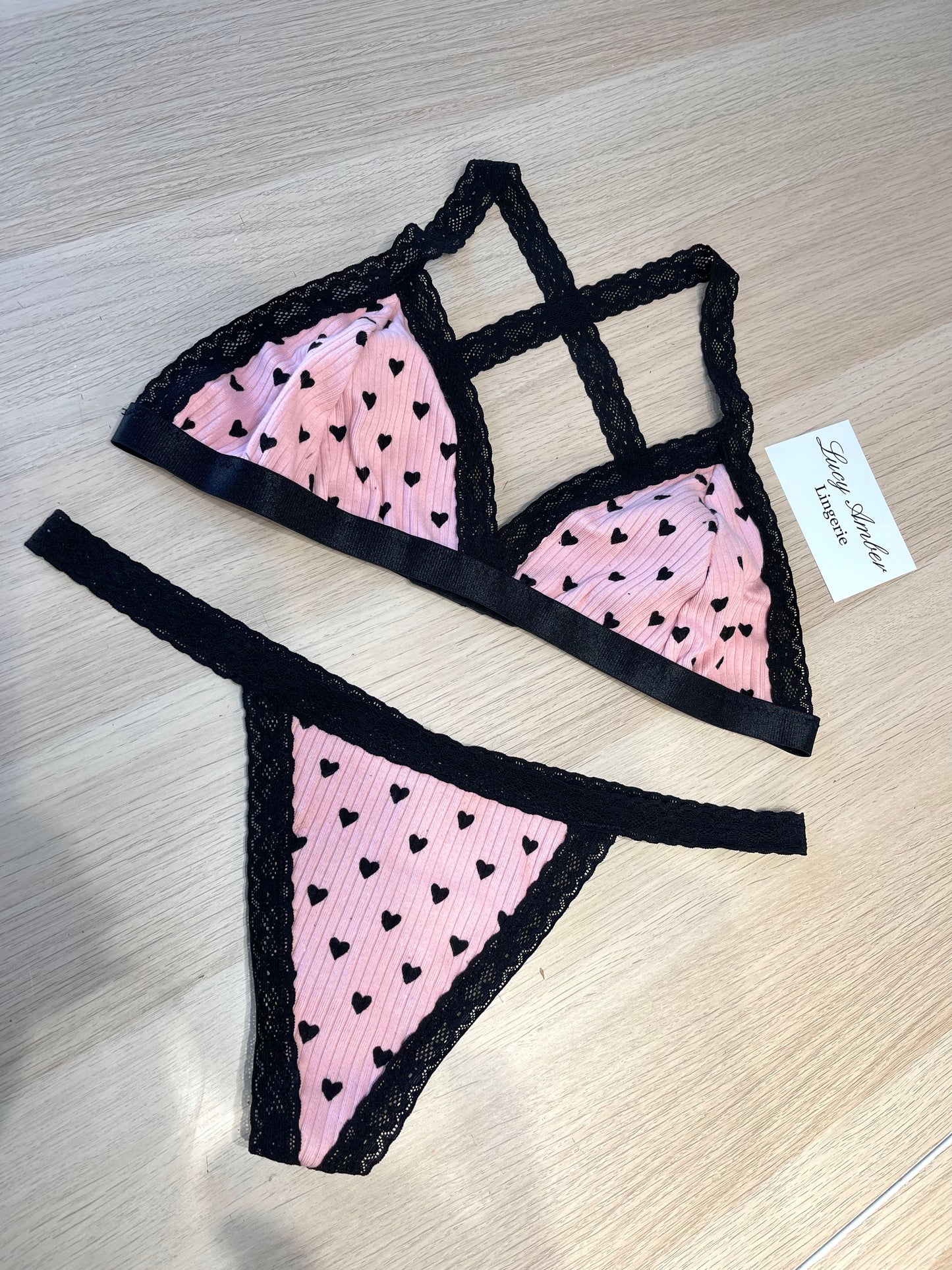 Hearts Jersey Lingerie Set