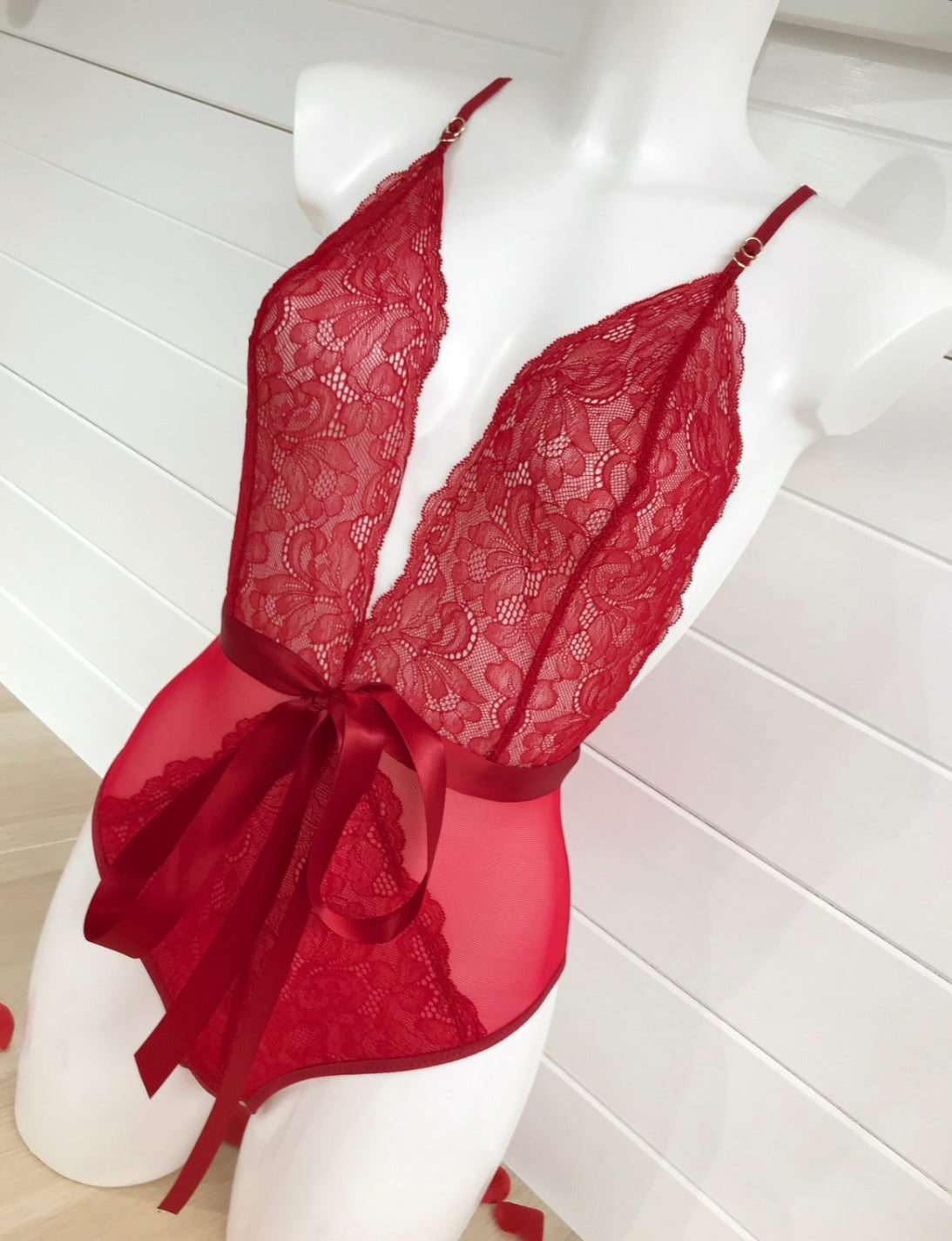 Red Plunge Bodysuit, XS, M, L, XL