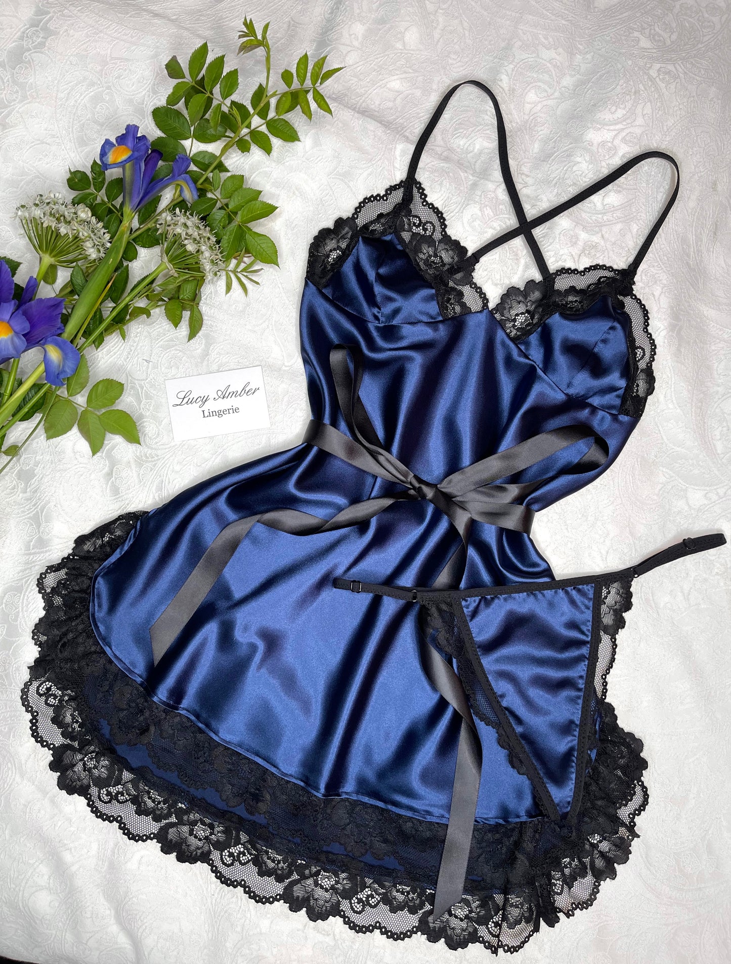 Sapphire Babydoll and Thong Set