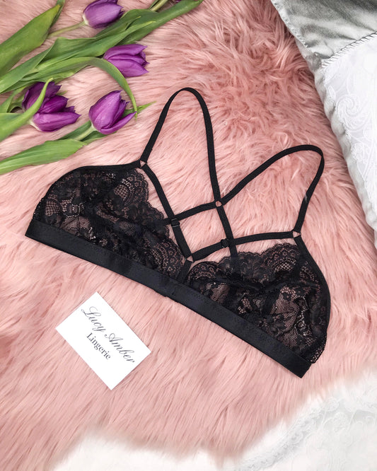 Lucy Amber Lingerie Matilda Black Lace Strappy Bralette