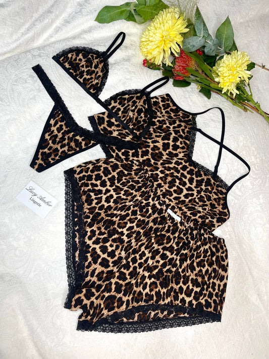 Leopard Print Night And Lingerie Set