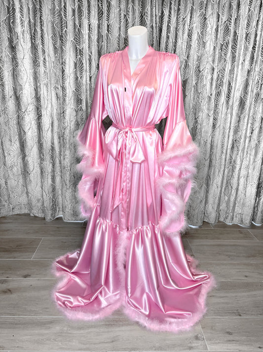 Ophelia Pink Hollywood Vintage Style Feather Robe