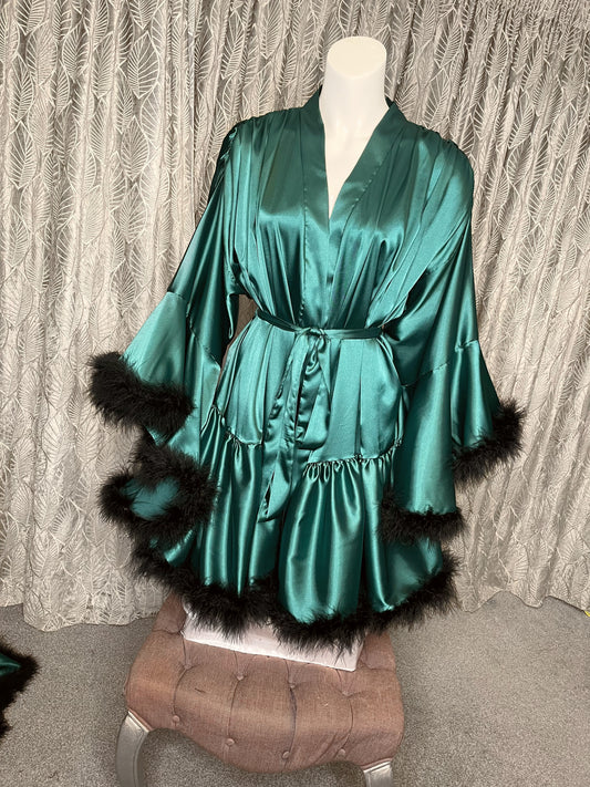 Eleanor Emerald Green short Hollywood vintage style robe