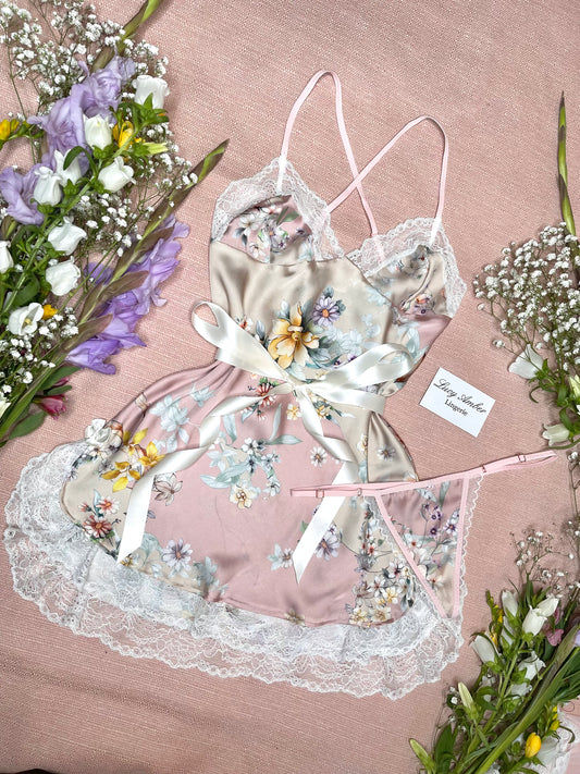 Flora Babydoll and Thong Set