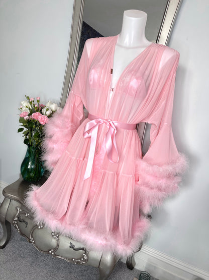 Pink short Hollywood vintage style robe