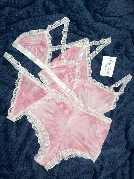 Pink Tye Dye Jersey Night And Lingerie Set