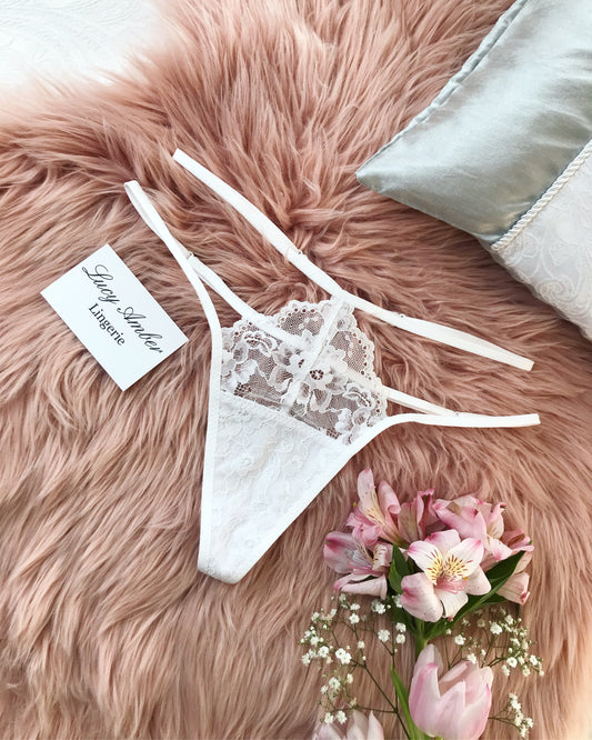Lucy Amber Lingerie Florence White Lace Strappy Thong