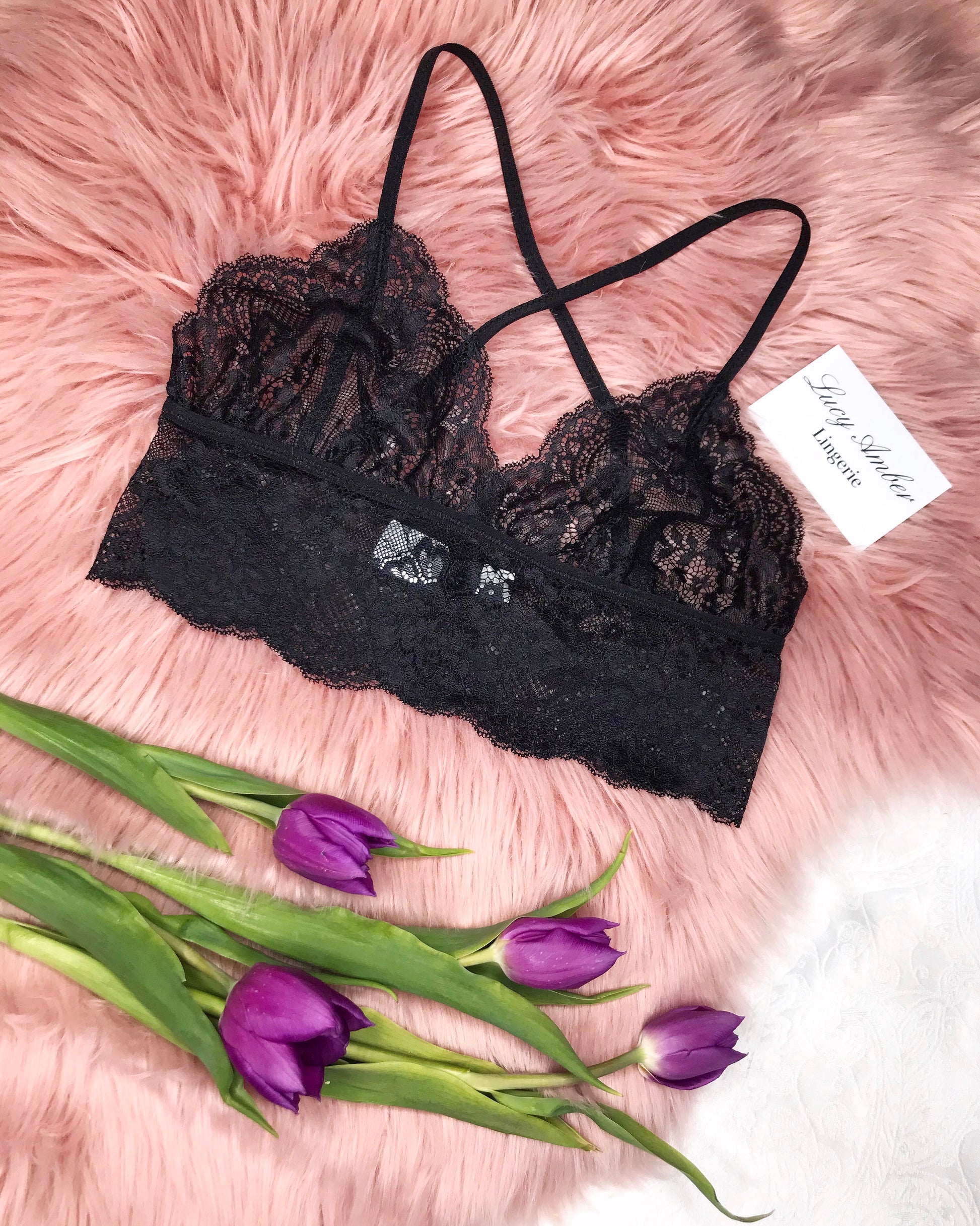 Lucy Amber Lingerie Matilda Black Lace Longline Bralette