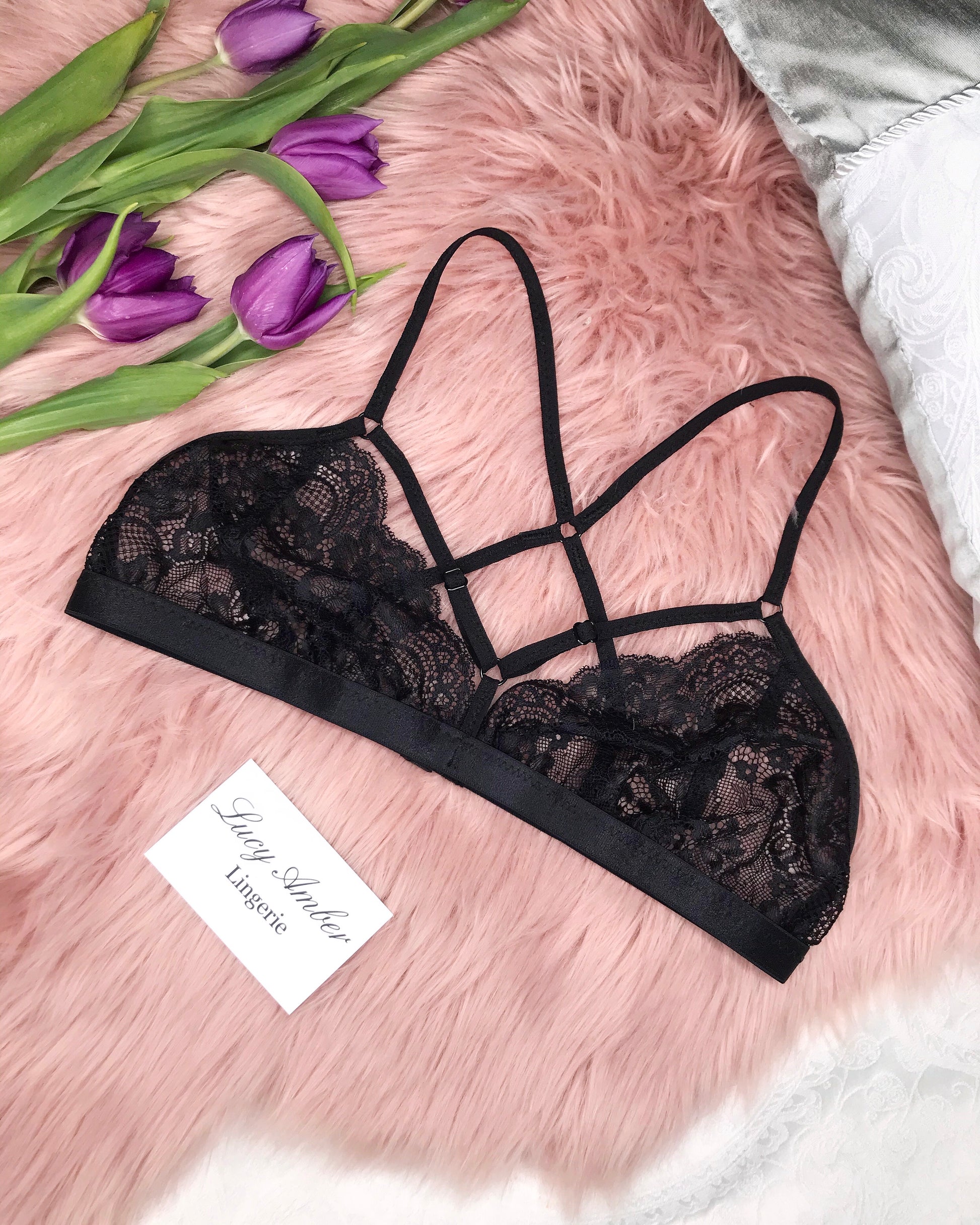 Lucy Amber Lingerie Matilda Black Lace Strappy Bralette