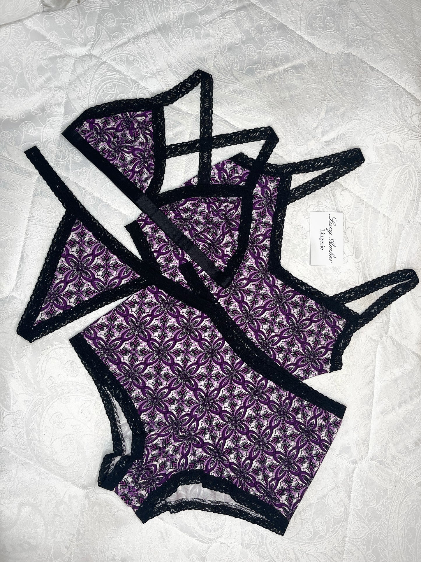 Purple Jersey Night And Lingerie Set